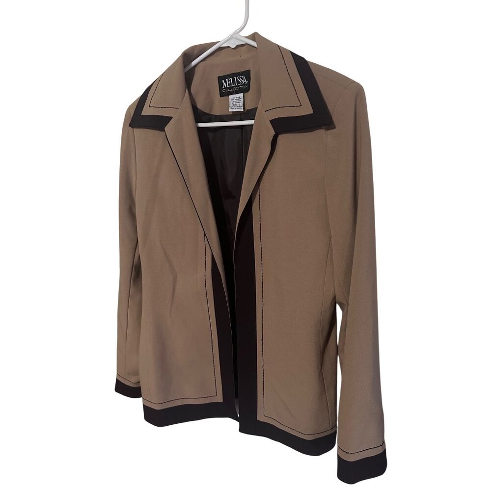 Melissa Collection vintage tan and brown exposed stitching jacket size 8